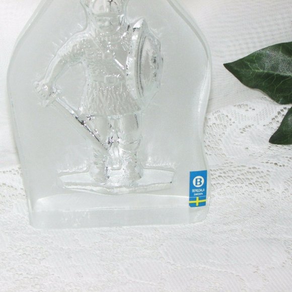 Bergdala Sweden Art Glass Viking Warrior Paperweight Vintage Home Decor - Picture 4 of 9